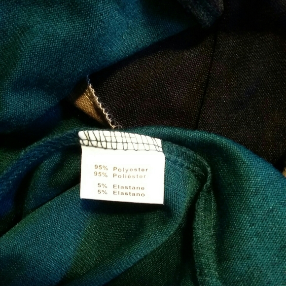 🍀🌸 Green/Black/Tan Striped Midi Dress Lg - Picture 3 of 6